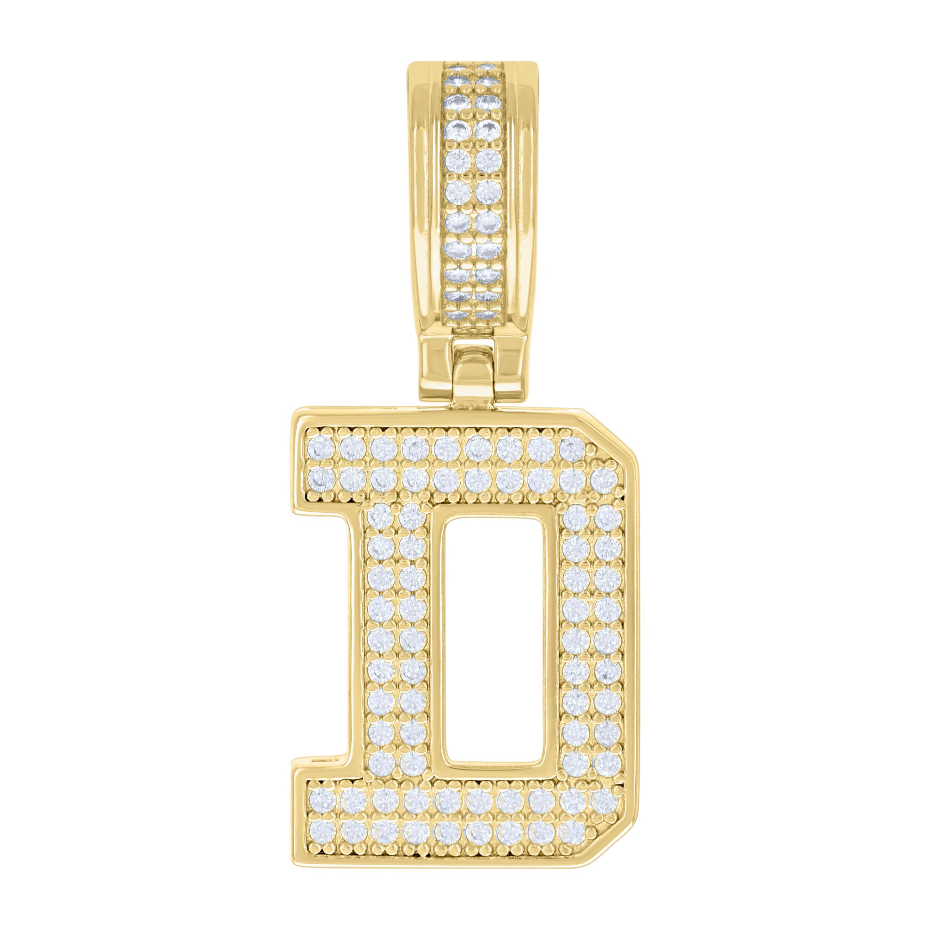 925 Sterling Silver Yellow-Tone 0.58ct Moissanite Initial Alphabet D Pendant